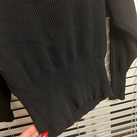 Free People Black Ribbed Small sweater v neck - Picture 3 of 5